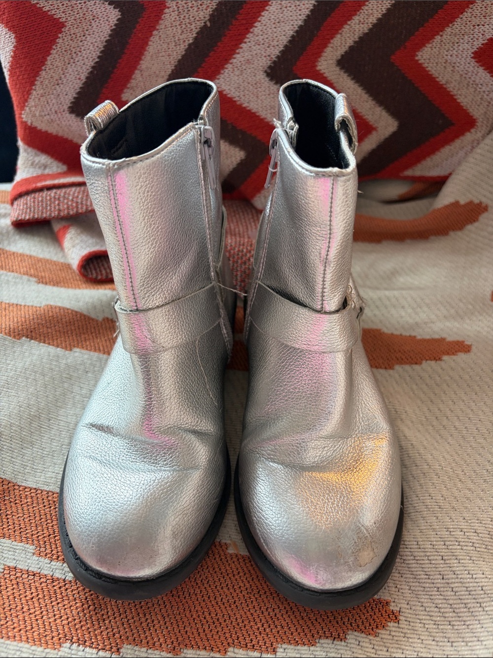 DV by Dolce Vita Silver Metallic Ankle Boots with Black Soles
